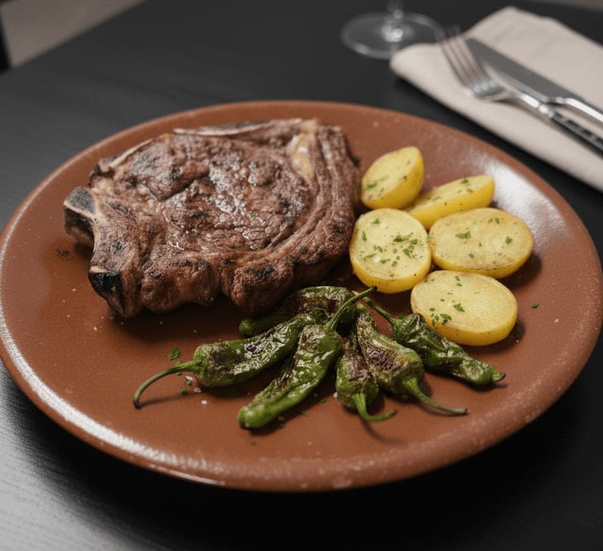 Charcoal-grilled L'Empordà rib steak